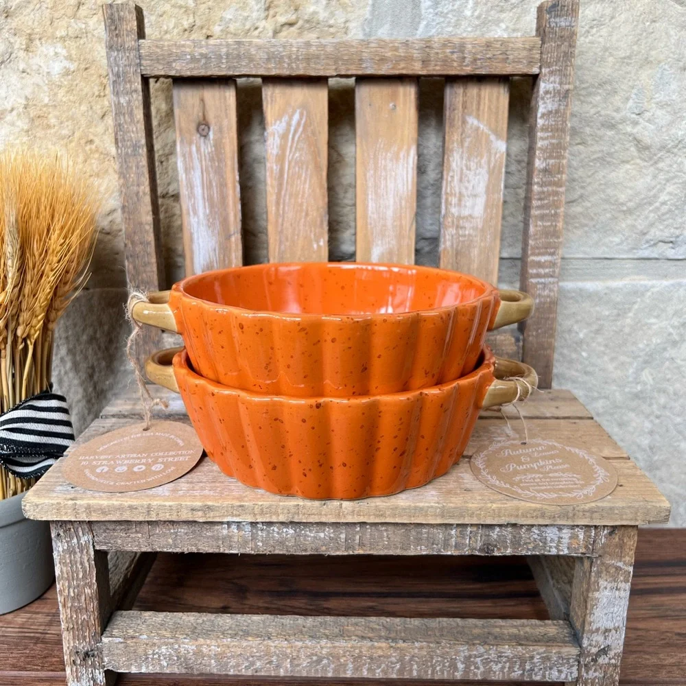 🆕 10 Strawberry Street | Set of 2 Small Pumpkin Dish / Casserole!